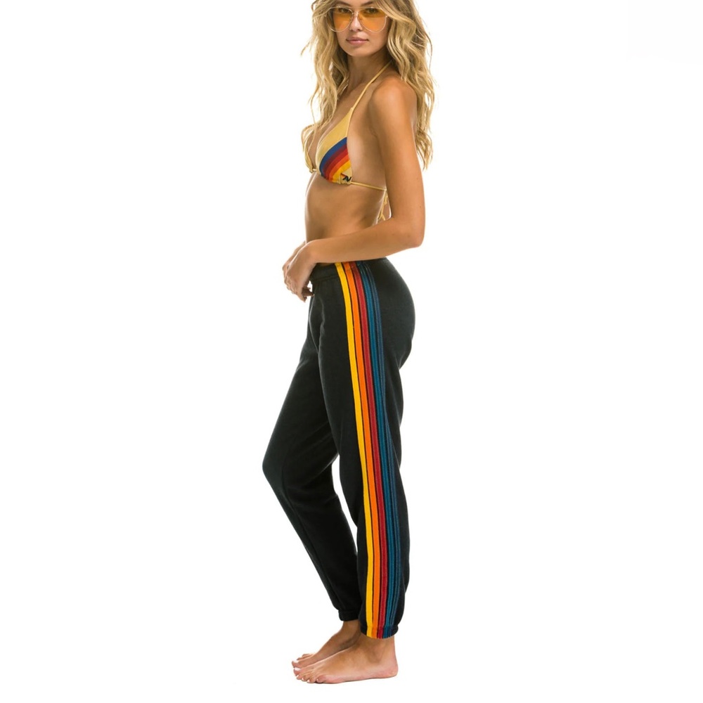 Aviator Nation Sweatpants, Charcoal Color with Rainbow Stripes